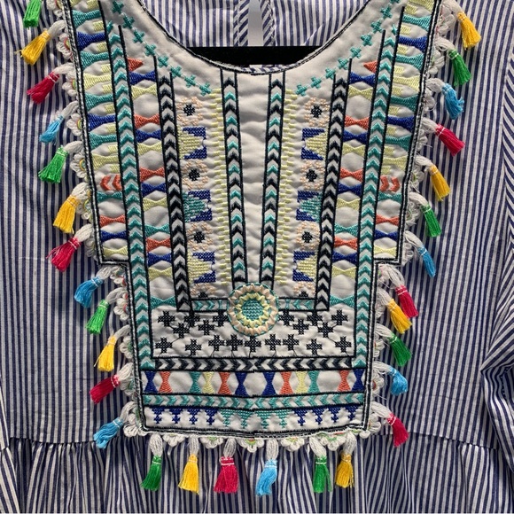 Anandas Large Multi Color Tunic Top with Tassels. - Picture 5 of 9